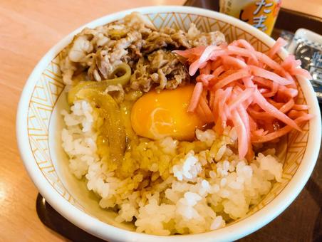 牛のっけたまごごはん 牛のっけたまごごはん たまごかけご飯,牛丼,卵の写真素材