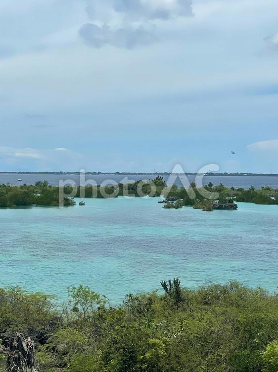 空と海のグラデーション開放感あふれる絶景 海外,観光,風景の写真素材
