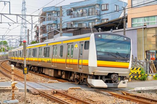 JR南武線・E233系 電車,鉄道,列車の写真素材