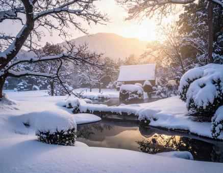 雪降る日本の雪景色の写真