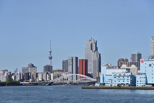 東京港～築地大橋、隅田川、スカイツリー～ 東京港,隅田川,東京スカイツリーの写真素材