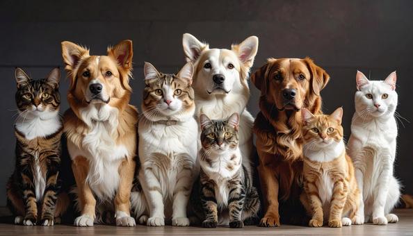 犬猫の集合写真 犬猫の集合写真の写真