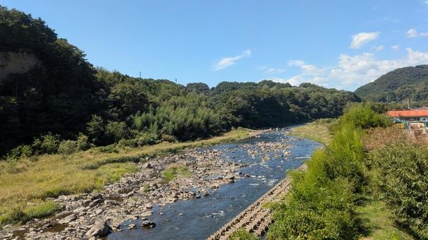 群馬県 吾妻川 青空 群馬県 吾妻川 青空 群馬県,吾妻川,青空の写真素材