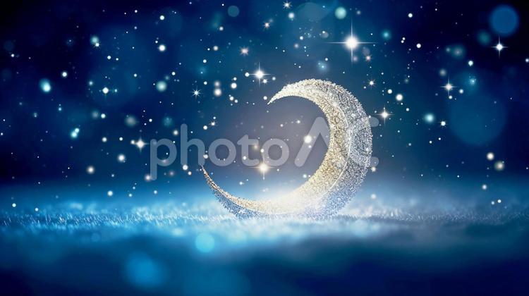 星が点在し輝く夜空・背景素材テクスチャ ai,ai画像,月の写真素材