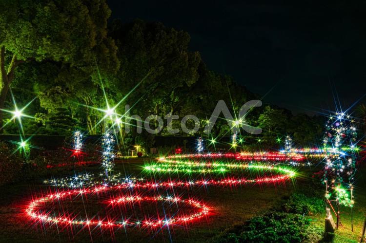 都市夜景 須磨離宮公園,噴水,イルミネーションの写真素材