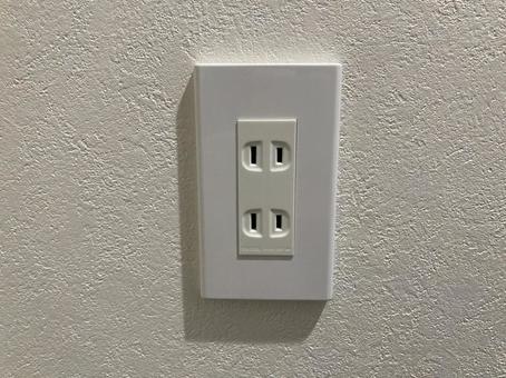 2コ口コンセント　白パネル コンセント,電気,住宅の写真素材