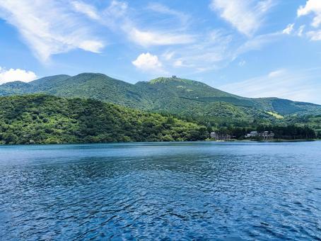 芦ノ湖にて海賊船から駒ヶ岳頂上駅を遠望 芦ノ湖にて海賊船から駒ヶ岳頂上駅を遠望 箱根海賊船,遊覧船,芦ノ湖の写真素材