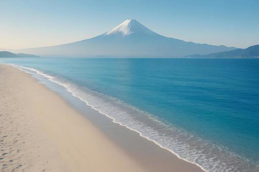 富士を望む静かな浜辺 富士を望む静かな浜辺の写真
