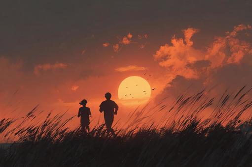 健康的な夕暮れランニング 健康的な夕暮れランニングの写真