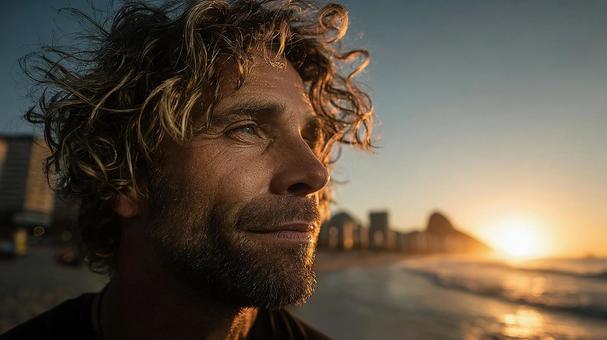 未来を見据える男性の写真