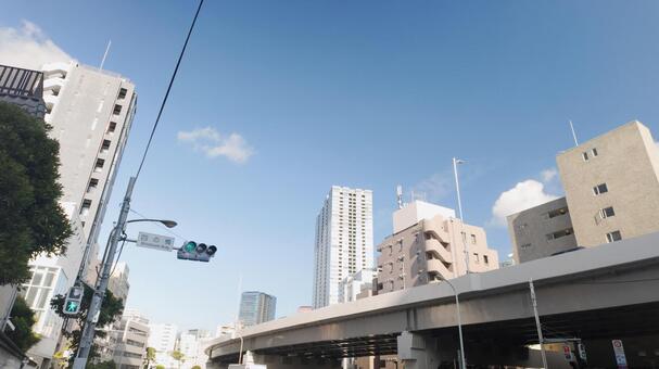東京都港区白金・南麻布の交差点と高架道路 四の橋,四の橋交差点,四之橋の写真素材