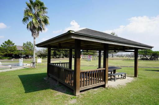 佐賀 干潟よか公園 東屋 東屋,休憩所,ベンチの写真素材