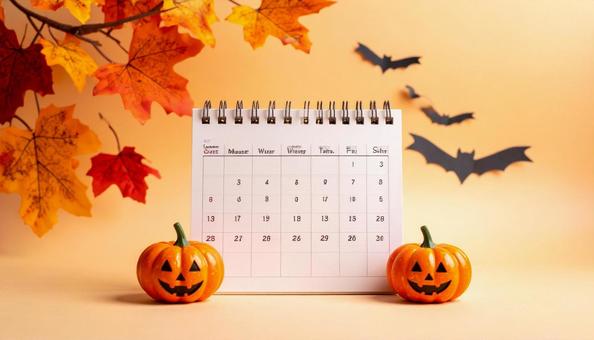10月のカレンダー　ハロウィンイメージの写真