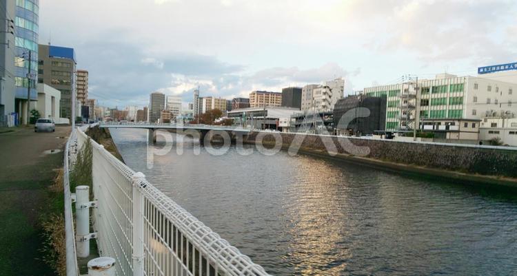 御笠川-博多区 地方,風景,建物の写真素材