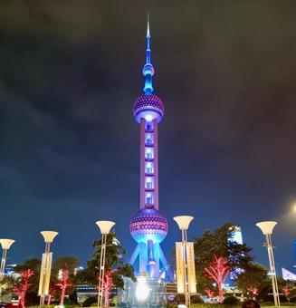 上海の夜景 上海の夜景 上海,中国,東方明珠電視塔の写真素材