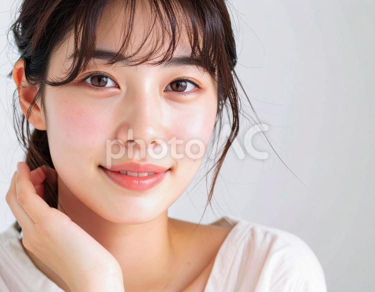 コスメ広告向け美肌の女性ポートレート写真 女性,モデル,ポートレートの写真素材