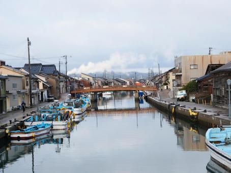 新湊内川 新湊内川 新湊内川,射水市,運河の写真素材