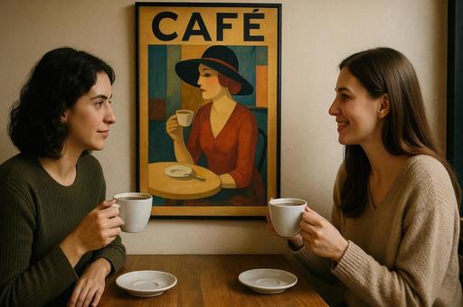 カフェで語らう午後の時間 カフェで語らう午後の時間の写真