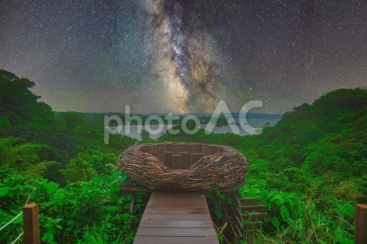沖縄北部の風景（夜空） 沖縄,夜空,星の写真素材