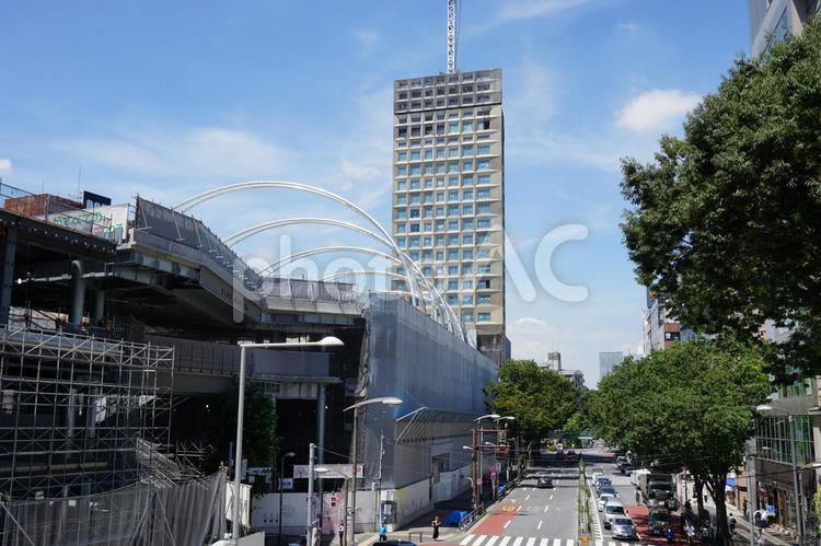 渋谷再開発工事　宮下公園と明治通り　２０１９年８月 渋谷,宮下公園,公園の写真素材