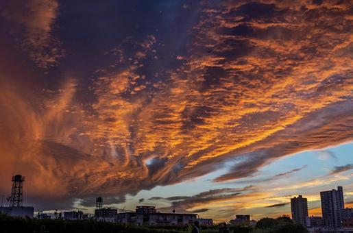夕焼け 夕焼け,空,雲の写真素材