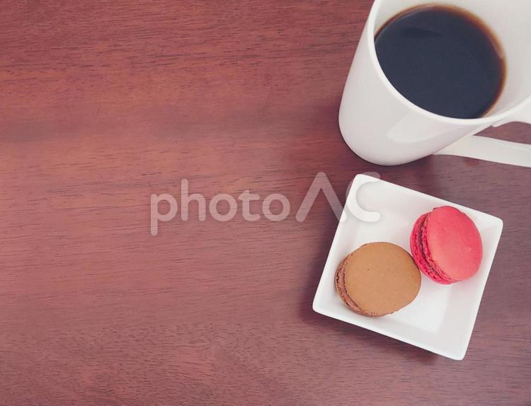 カフェイメージ/コピースペース カフェ,おうちカフェ,マカロンの写真素材