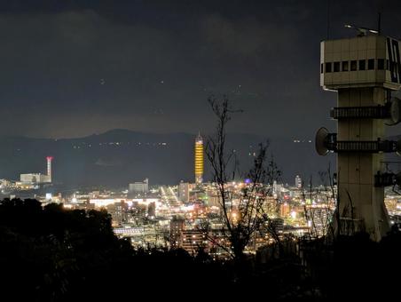 丸亀市の山頂から見る美しい日本の夜景 青ノ山山頂展望台,香川県,丸亀市の写真素材