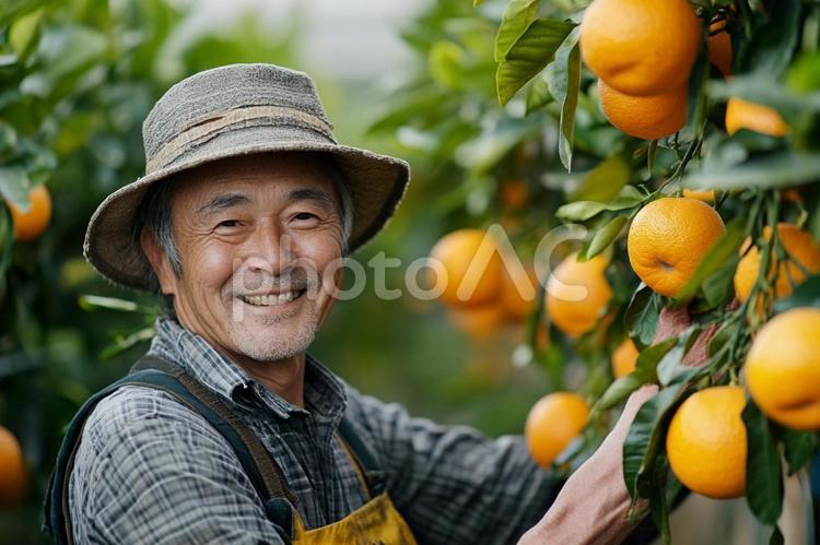 柑橘を育てる農家の男性のイメージ 農家,柑橘,みかんの写真素材