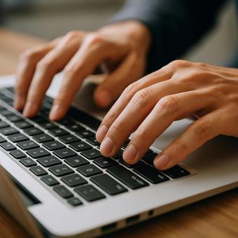キーボードを打つ手元 キーボードを打つ手元の写真