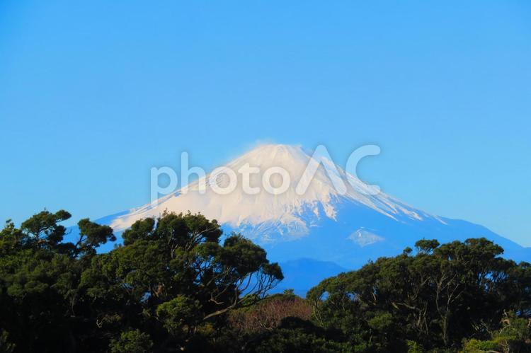 １２月中旬の藤沢市江ノ島からの富士山 背景,富士山,山の写真素材