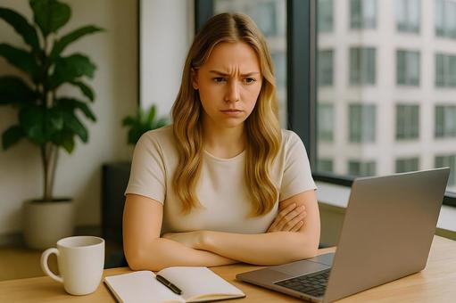 怒るオフィス女性 怒るオフィス女性の写真