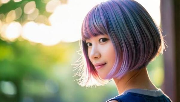 ショートヘアの女性 ショートヘアの女性の写真