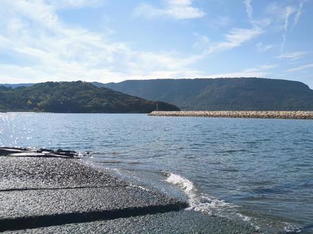 波打ち際 晴天,オーシャン,釣りの写真素材
