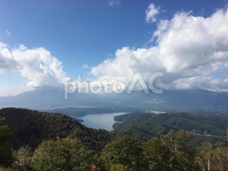 斑尾山からの風景 風景,山,空の写真素材