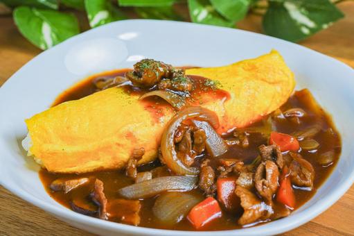 オムハヤシ オムハヤシ,ハヤシライス,オムライスの写真素材