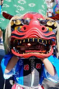 祭りの獅子舞 獅子舞,祭り,秋の写真素材