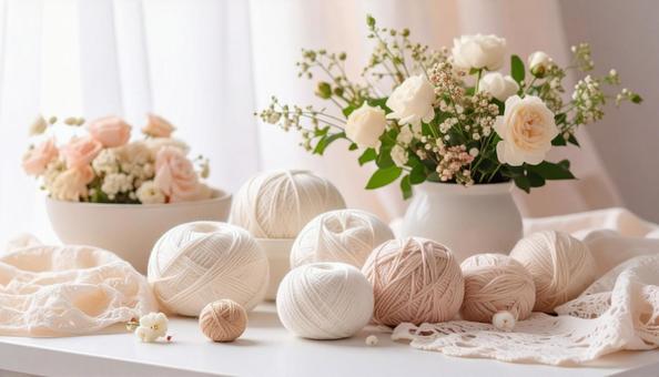 柔らかな毛糸と花のある暮らし 柔らかな毛糸と花のある暮らしの写真