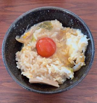 鶏肉と白菜とトマトの鍋のおじやの茶碗飯 茶碗飯,おじや,鶏肉の写真素材