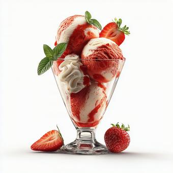 いちごアイスクリームパフェ いちごアイスクリームパフェの写真