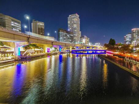 【大阪府】大阪市・中之島 中之島,夜景,夜の写真素材