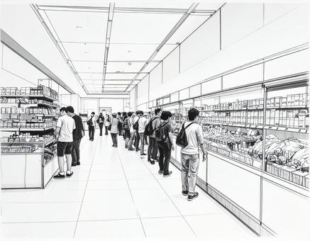 スーパーの店内の写真スケッチ素材 スーパーの店内の写真スケッチ素材の写真