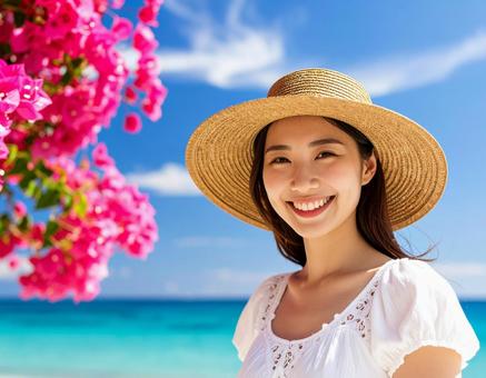 ブーゲンビリア・麦わら帽子の彼女 ブーゲンビリア・麦わら帽子の彼女の写真