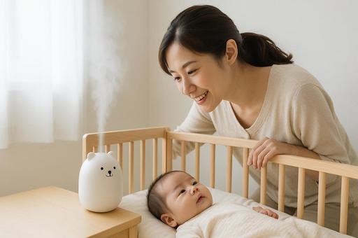 赤ちゃんと加湿器 赤ちゃんと加湿器の写真