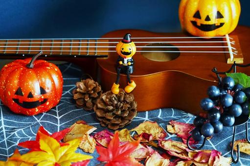ウクレレ、ハロウィン③(ダーク) ウクレレ、ハロウィン③(ダーク) ハロウィン,ウクレレ,かぼちゃのお化けの写真素材