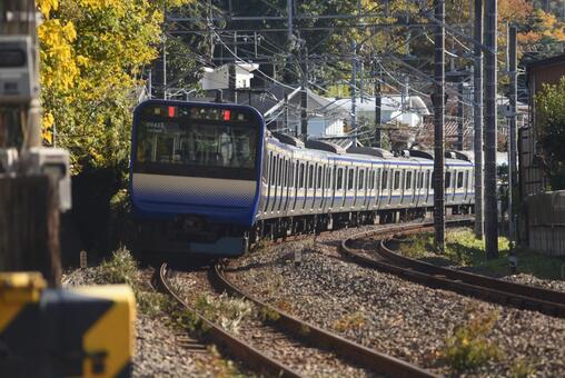 横須賀線の走る風景 横須賀線,電車,jr東日本の写真素材