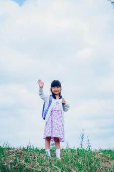 ライフスタイル ライフスタイル 一年生,新学期,成長の写真素材