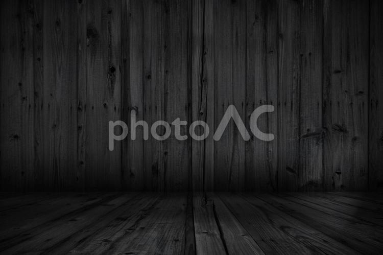 奥行きの有る黒い木目の部屋 ビンテージ 5260 黒,木目,黒い木目の写真素材