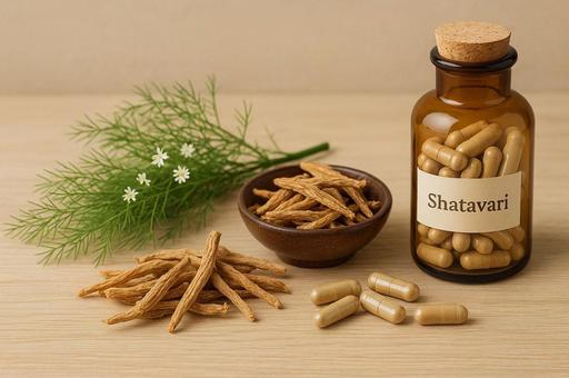 シャタバリのサプリと乾燥根 シャタバリのサプリと乾燥根の写真