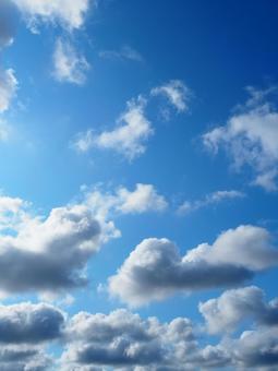 Photo, summer, blue sky, white clouds, 