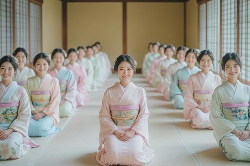 着物姿の女性たちのイメージ 着物姿の女性たちのイメージの写真